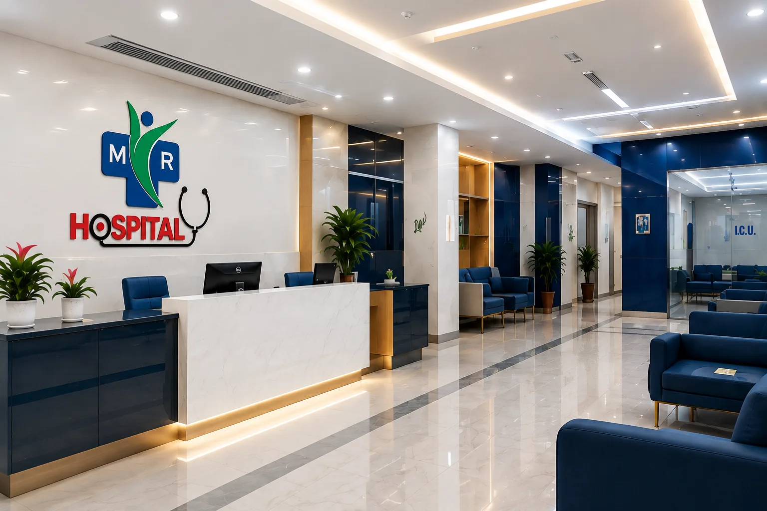 MR Hospital reception lobby and departments entrance