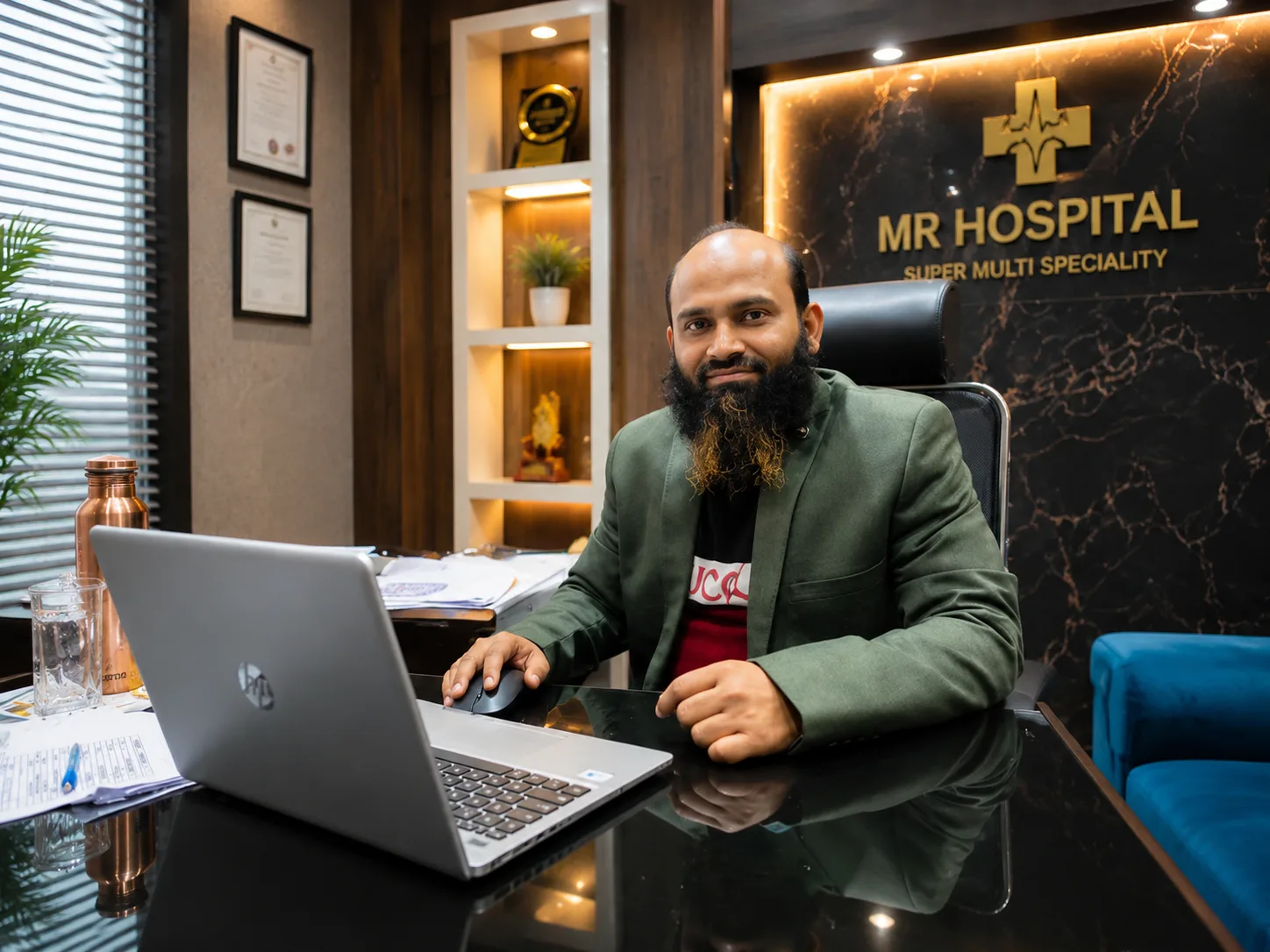 Portrait of Dr. A Rahman, Director of MR Hospital
