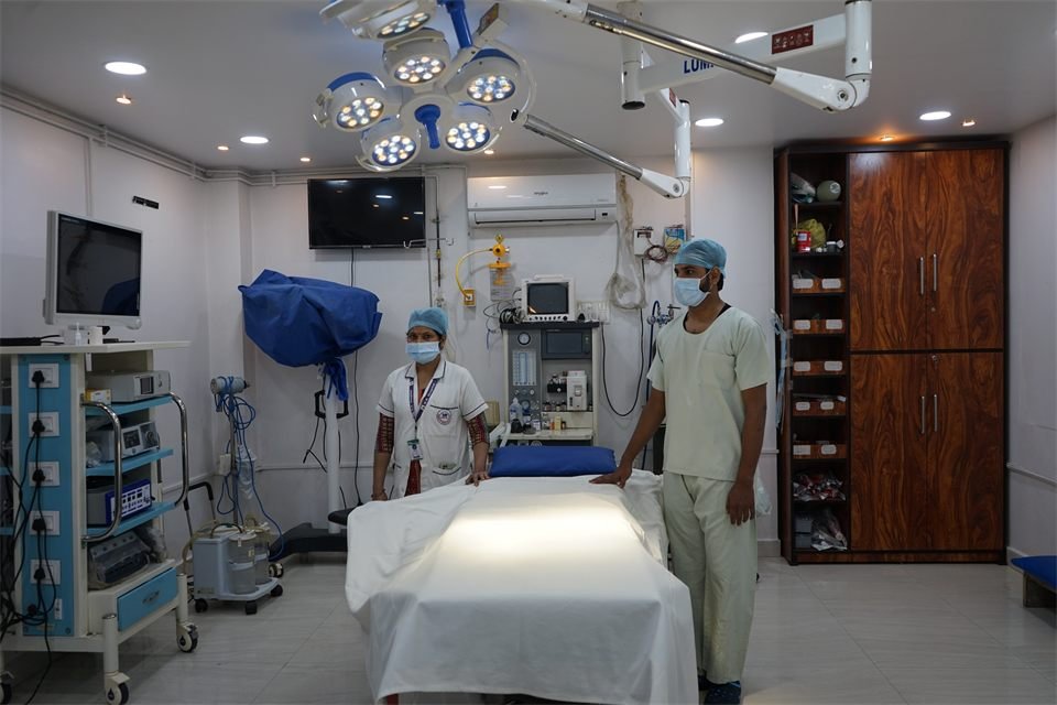 Operation theatre setup and medical team at MR Hospital
