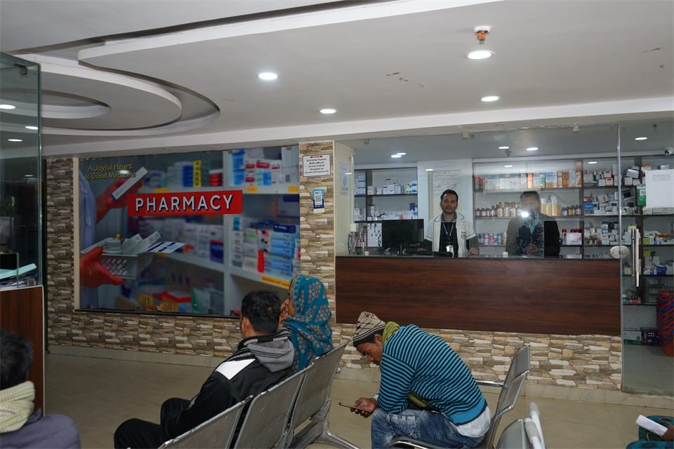 Hospital pharmacy and visitor waiting area