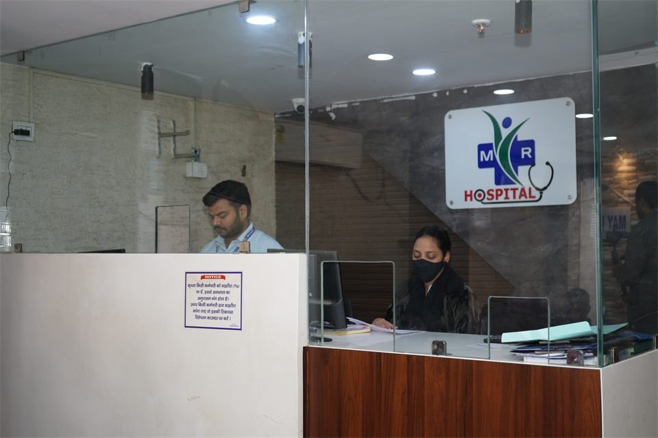 Reception desk and patient support zone at MR Hospital