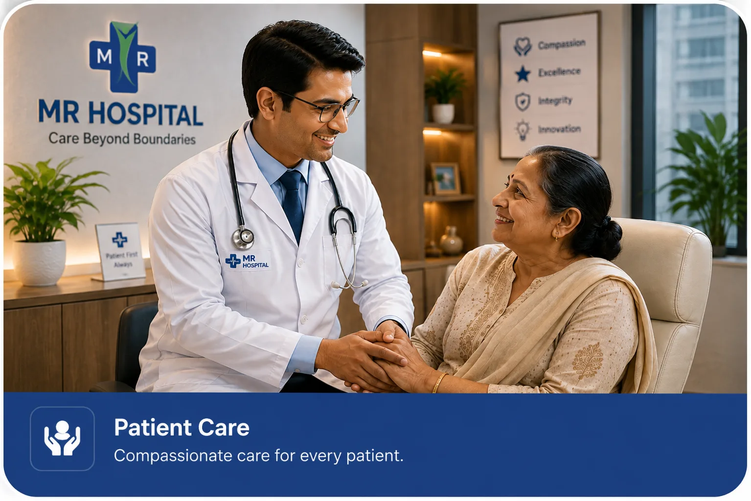 Doctor with patient showing compassionate care