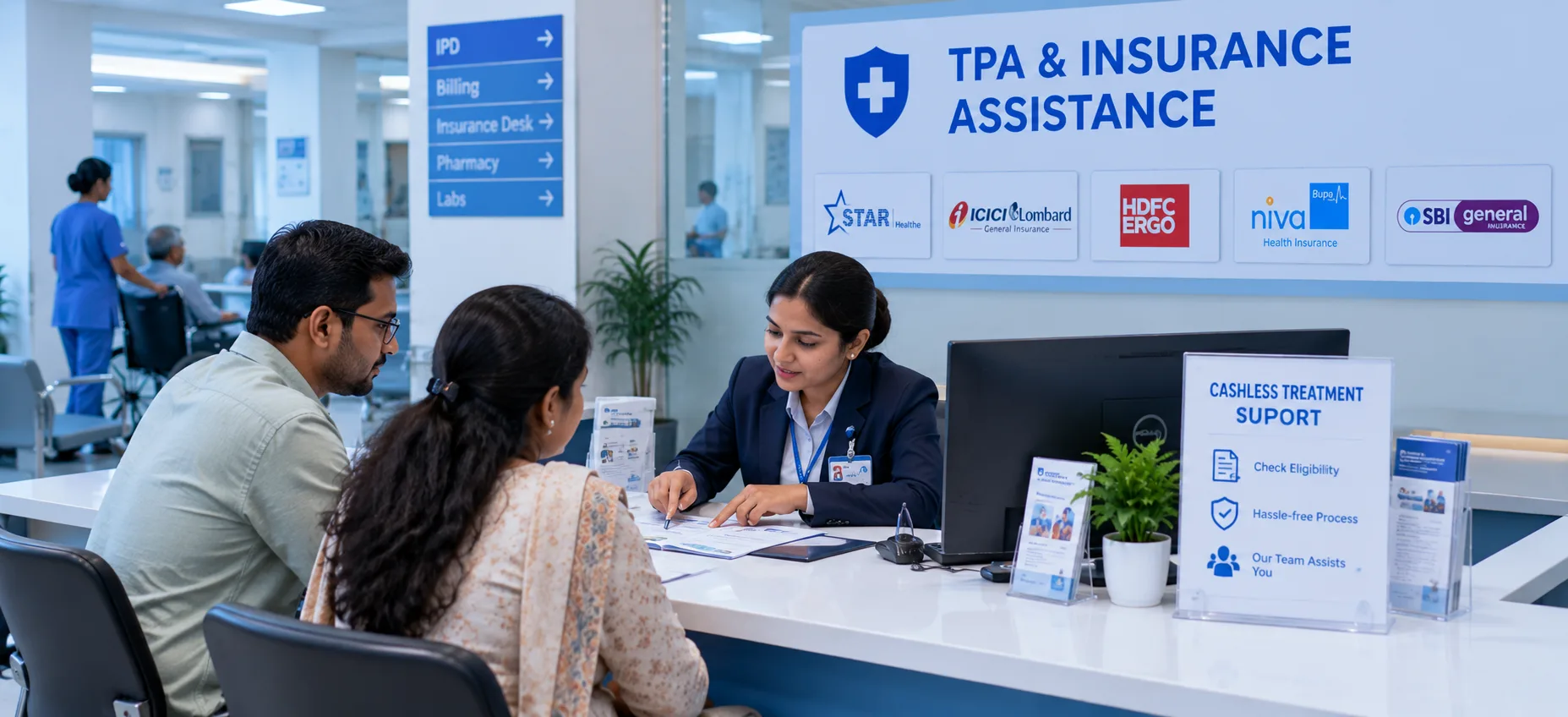 Cashless Treatment with Various TPA / Insurance illustration