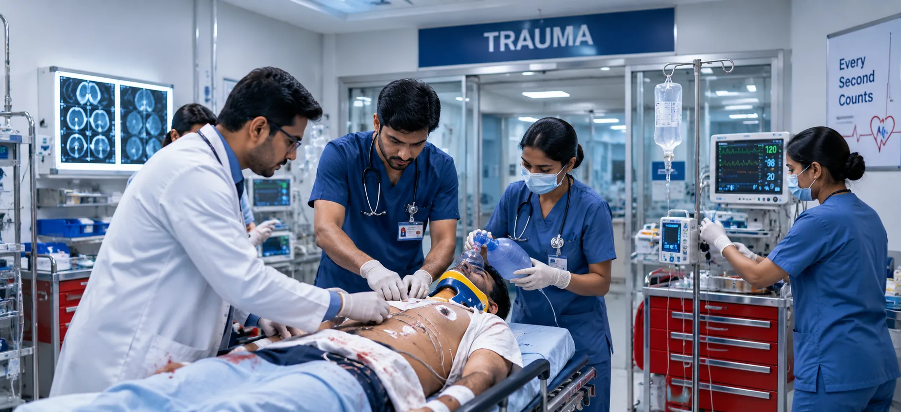 Illustration of trauma care